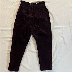 Free People Corduroy Tapered Pants in Deep Plum